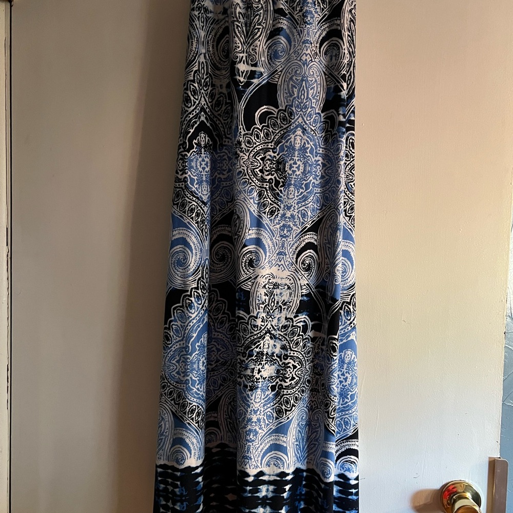 Cato Blue and White Patterned Maxi Skirt